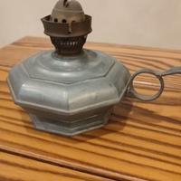 LUME/LAMPADA A OLIO Antico in Peltro (o Metallo) -