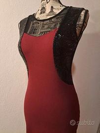 Abito da sera borgogna con paillettes XS/S – Schie