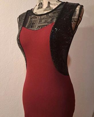 Abito da sera borgogna con paillettes XS/S – Schie
