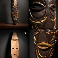Maschera Africana in Legno Intagliata e Dipinta -