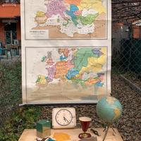 Cartina, mappamondo, giocattolo latta