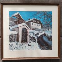 Gerahmter Kunstdruck 'Winterlandschaft mit Kapelle