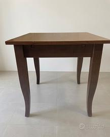 Tavolo quadrato legno noce - Gambe a sciabola