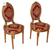 Coppia sedie Luigi XVI dorate con tessuto barocco