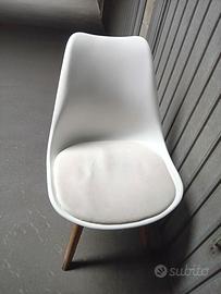 Set di sedie in plastica,legno,cuscino in ecopelle