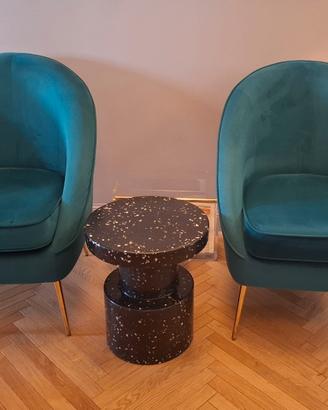 Poltrone velluto ottanio