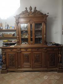 credenza legno massello stile liberty 