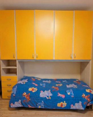 Cameretta a Ponte Moderna-Arancione e Legno chiaro