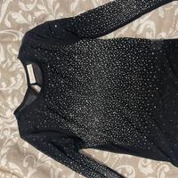 Maglietta nera trasparente con brillantini