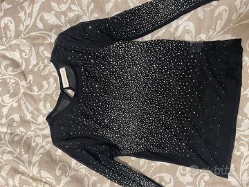 Maglietta nera trasparente con brillantini
