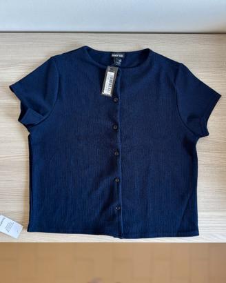 Top Boohoo blu notte NUOVO Taglia 44