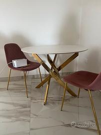 Tavolo rotondo ceramica effetto marmo
