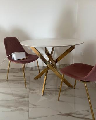 Tavolo rotondo ceramica effetto marmo