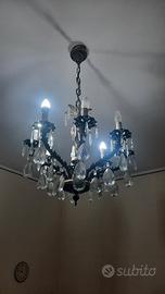 Lampadario in bronzo e cristallo