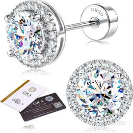 Orecchini uomo/donna,argento 925, diamanti labmade
