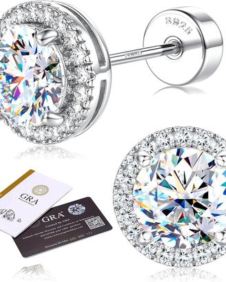 Orecchini uomo/donna,argento 925, diamanti labmade