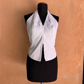 NARA Camicie Top Halter Bianco e Schiena Scoperta