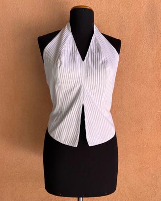 NARA Camicie Top Halter Bianco e Schiena Scoperta