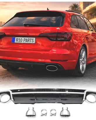 DIFFUSORE PER AUDI A4 B9 16- LOOK RS4 TERMINALI DI