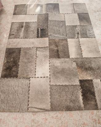 Tappeto pelle grigio/marrone