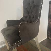 Sedia trono scamosciata grigia