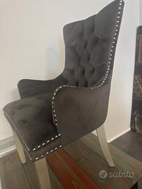 Sedia trono scamosciata grigia