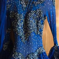 Abito elegante  blu con foglie di organza