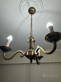 Lampadario metallo brunito 3 luci
