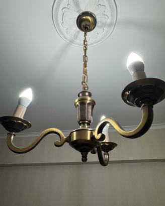 Lampadario metallo brunito 3 luci