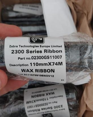 Lotto ribbon originali Zebra 2300 Series 110 mm ×