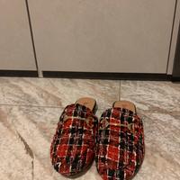 scarpa mules con motivo tweed