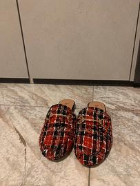 scarpa mules con motivo tweed