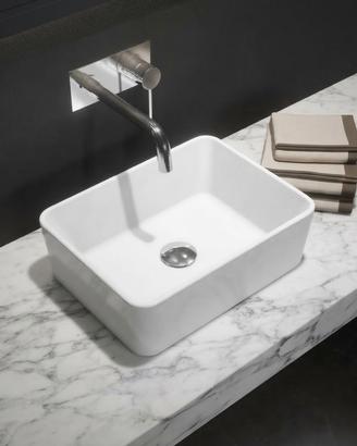 Lavabo lavamani rettangolare in ceramica bianca 