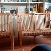 set sedie e divanetto  impagliato