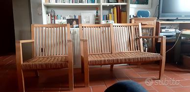 set sedie e divanetto  impagliato