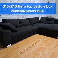 Divano Moderno con Penisola rev. letto, box Nero🖤