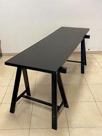 Tavolo IKEA nero con 2 cavalletti – 250x60 cm
