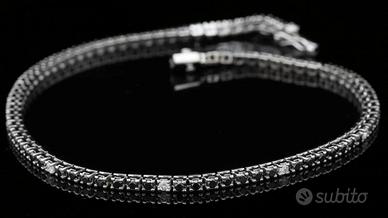 TENNIS BRACCIALE ORO 18KT BRILLANTI NERI E BIANCHI