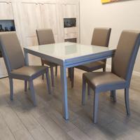 Tavolo in vetro satinato e 4 sedie