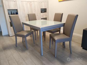 Tavolo in vetro satinato e 4 sedie