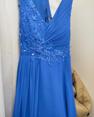 Abito lungo blu royal taglia S/M.