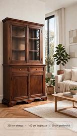 Credenza Vetrina Classica -Noce- 225x160x50