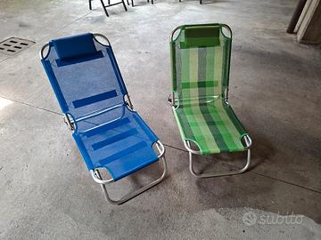 N° 2 sdraiette pieghevoli per spiaggia o per monta