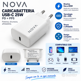 Caricabatteria Nova 25W USB-C PD Pps Ricarica