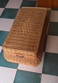 cassapanca legno e ratan