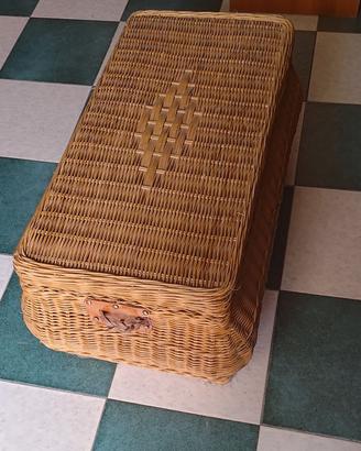 cassapanca legno e ratan