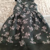 vestito elegante nero con galli rosa Pinko