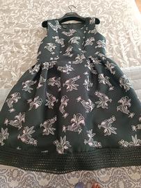 vestito elegante nero con galli rosa Pinko