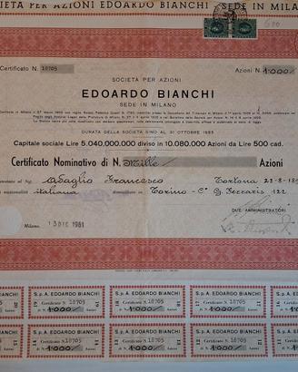 TITOLO AZIONARIO EDOARDO BIANCHI