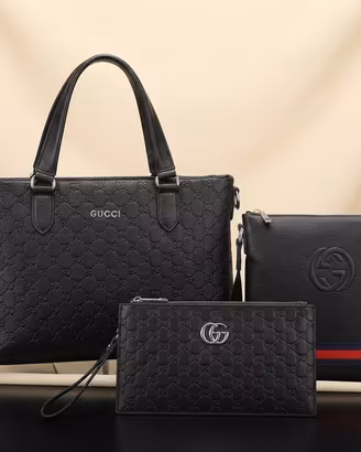 Set Tre Pezzi Gucci - Borsa Tote Tracolla Pochette